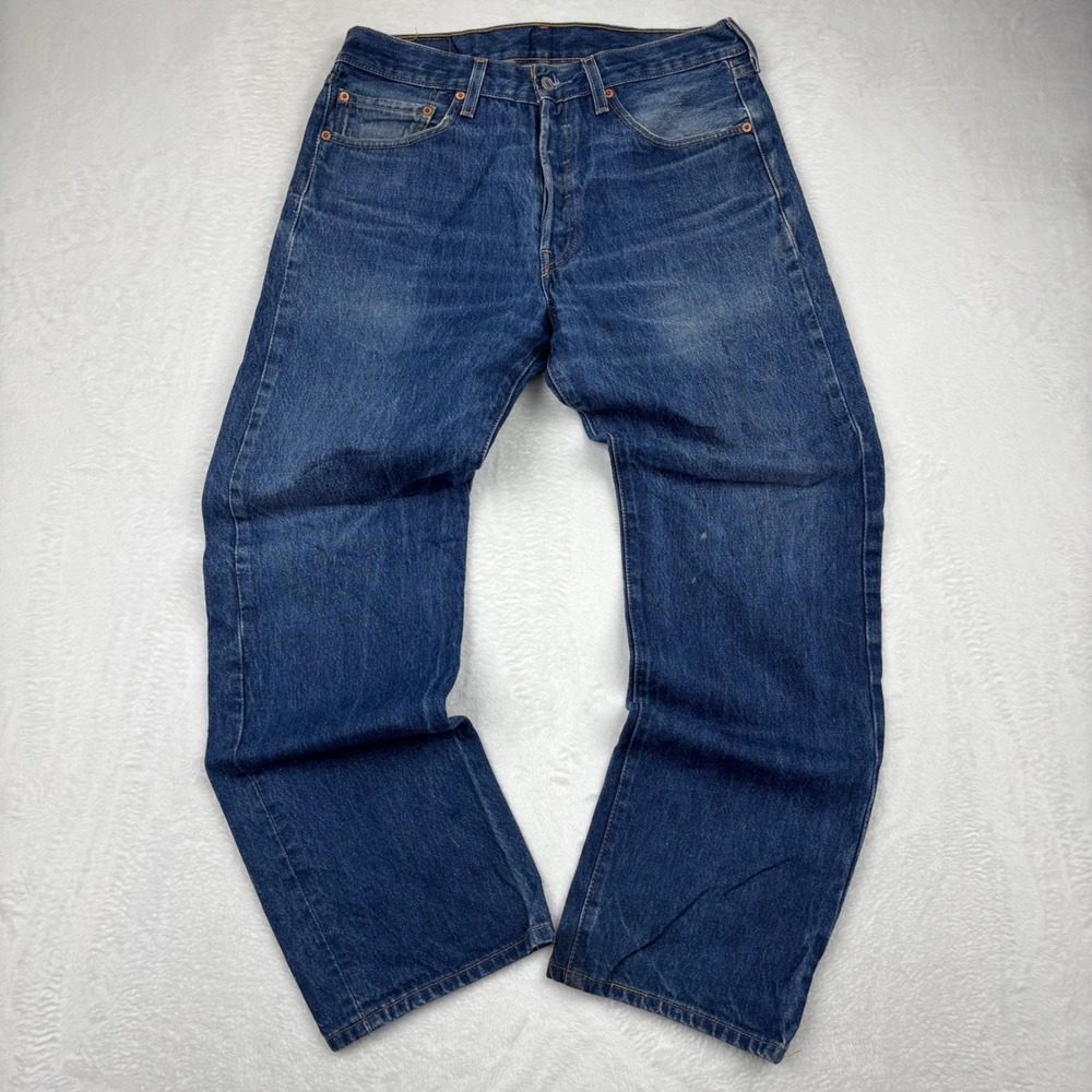 Levis 501XX Mens Jeans 34x34 Vintage Dark Wash Straight Leg Blue Denim CA6-12